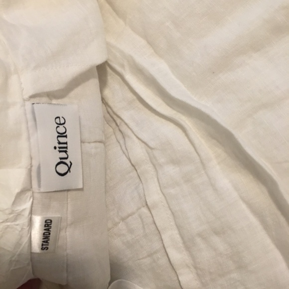 NWOT 2 Quince white Linen quilted standard pillow shams - Picture 4 of 9